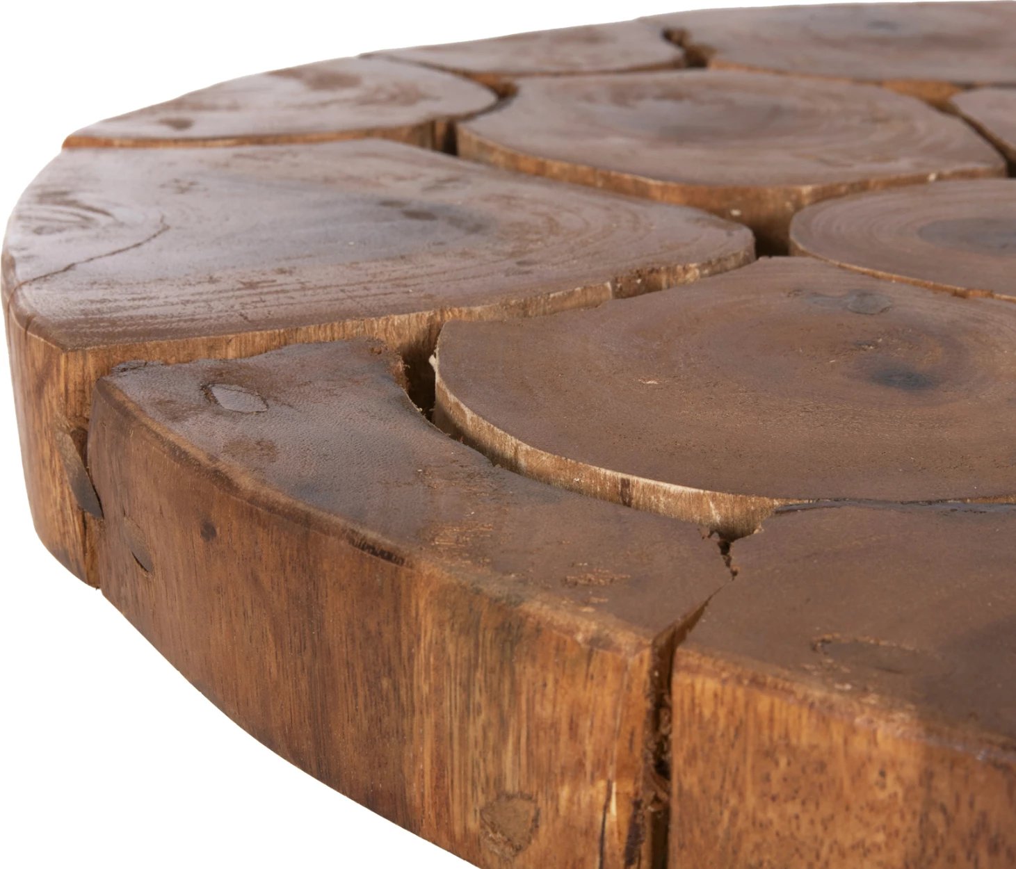 Tavolinë kafeje RIBBEN, dru suar i fortë, këmbë metali të zeza, Φ80x45H cm