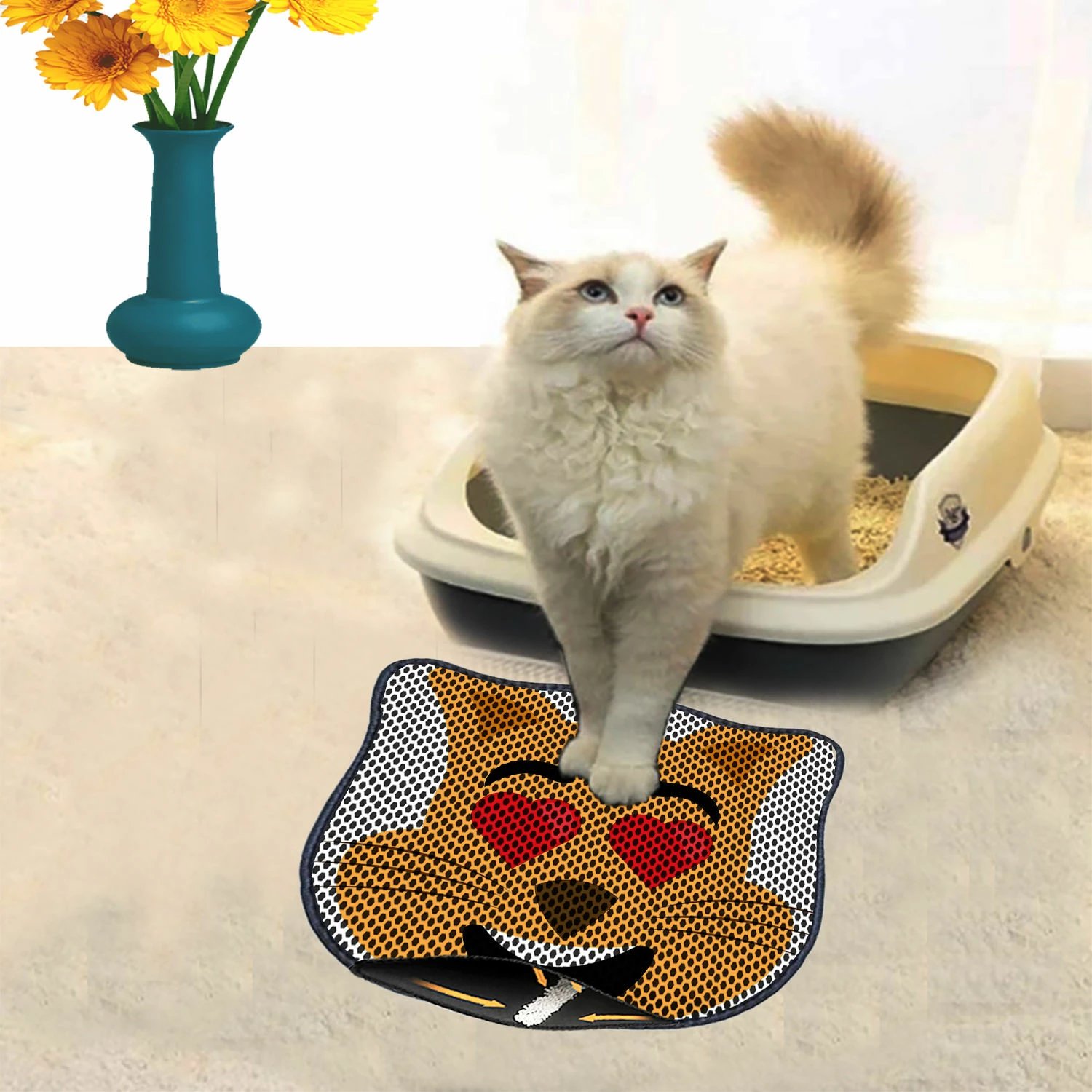 Tapet për rërë maceje, Paws & Whiskers, Kdkafa0189, shumëngjyrësh