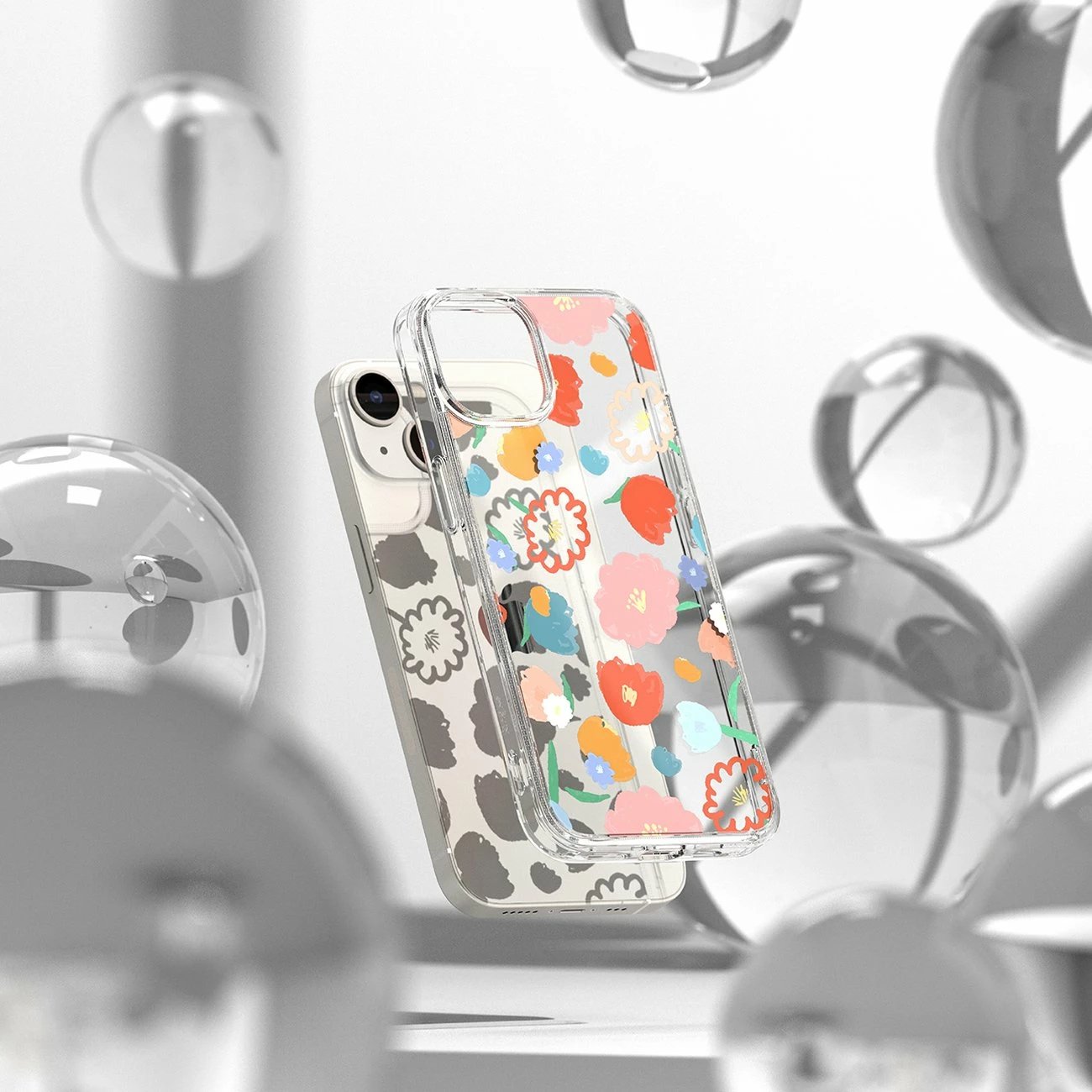 Mbështjellës Ringke Fusion Design për iPhone 14 Plus, transparent me lule
