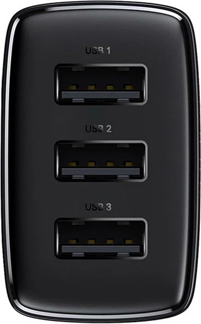 Karikues i shpejtë Baseus Compact, 3x USB, 17W, i zi