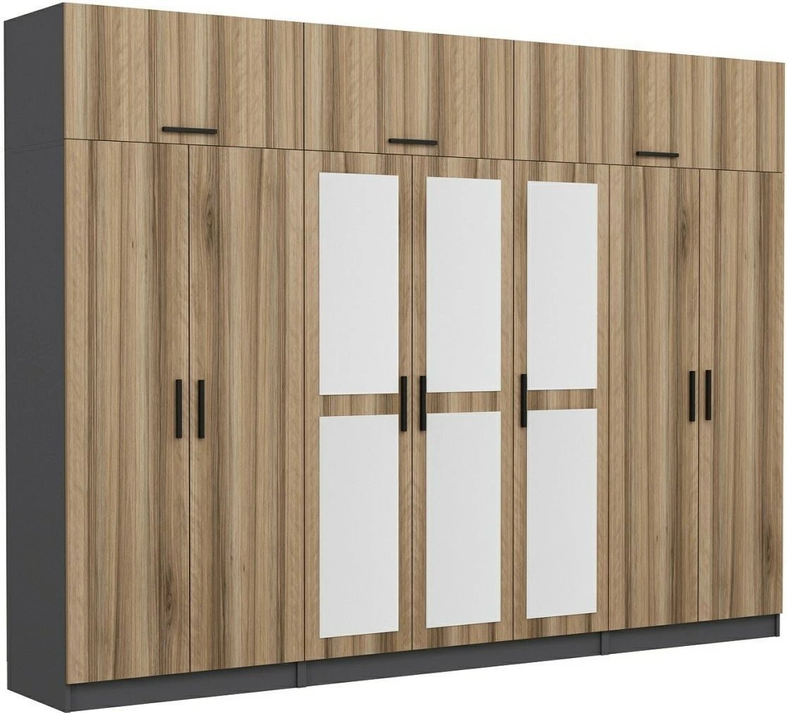 Dollap i madh për rroba, ngjyrë arre dhe antracit, Skye Decor, 5308