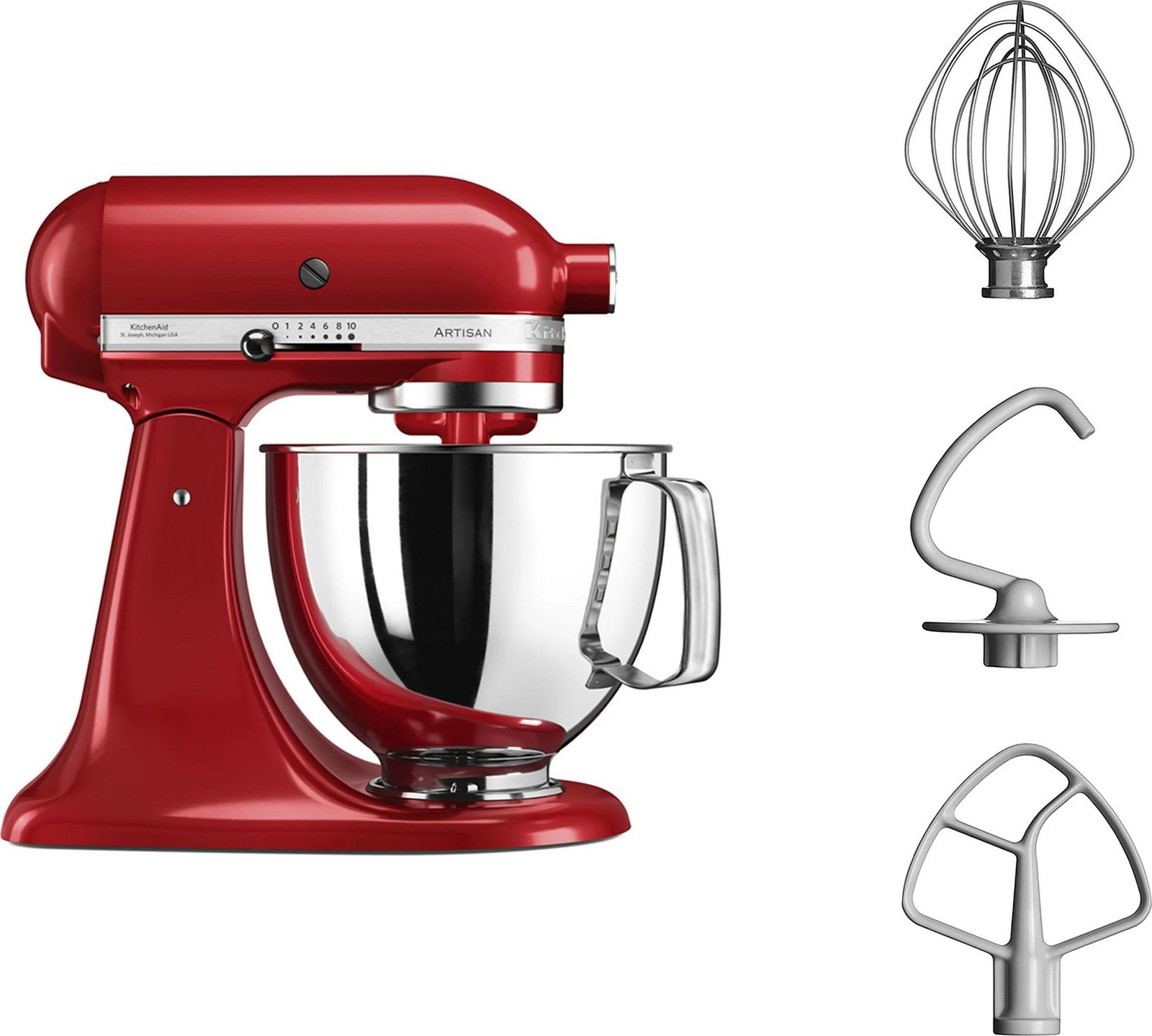 Mikser kuzhine KitchenAid Artisan 5KSM150PSEMC 300W, e kuqe