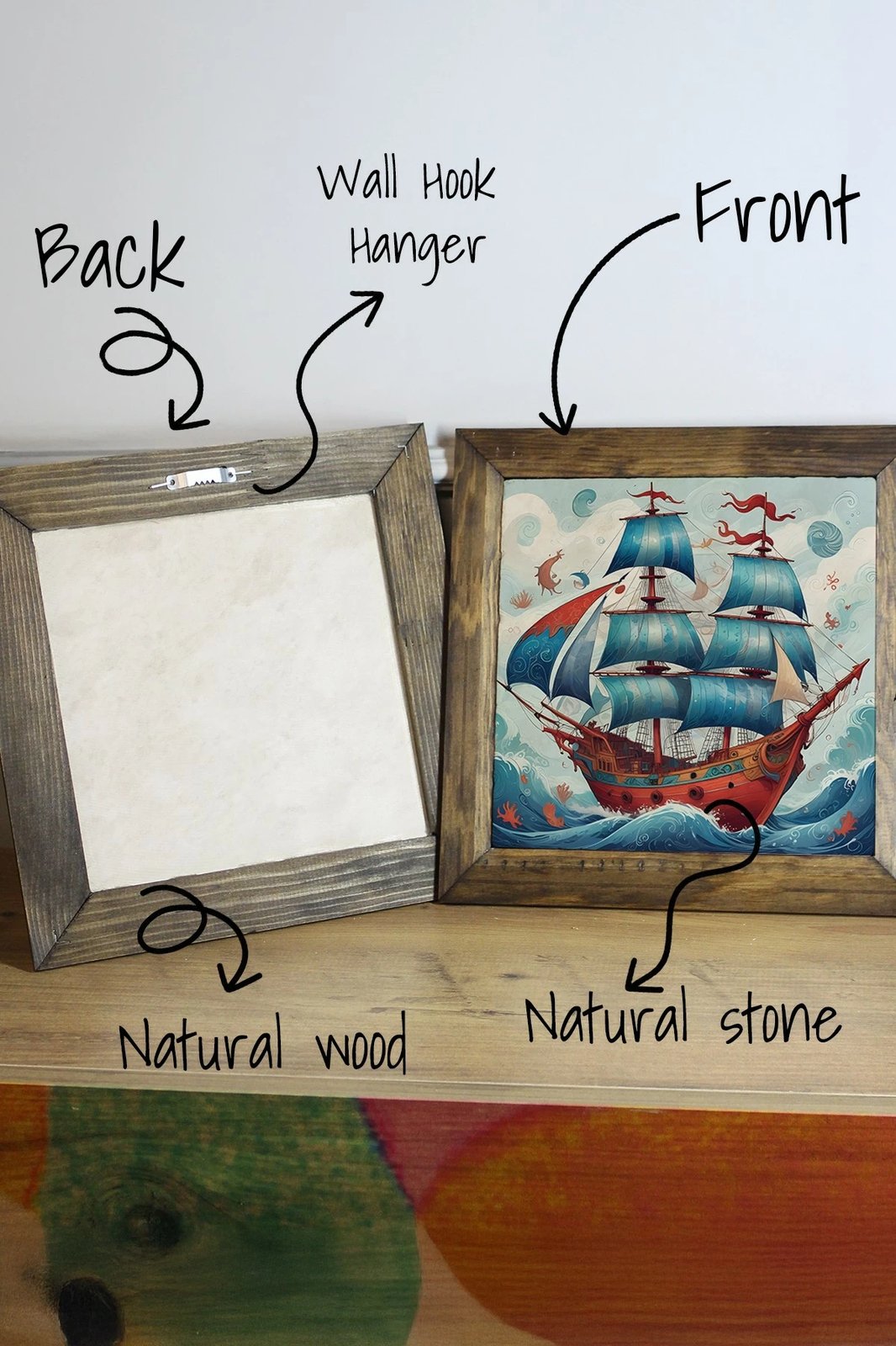 Pikturë dekorative me kornizë, Wallity, Ersytastablo46 - 16, shumëngjyrëshe, 15.5x15.5cm