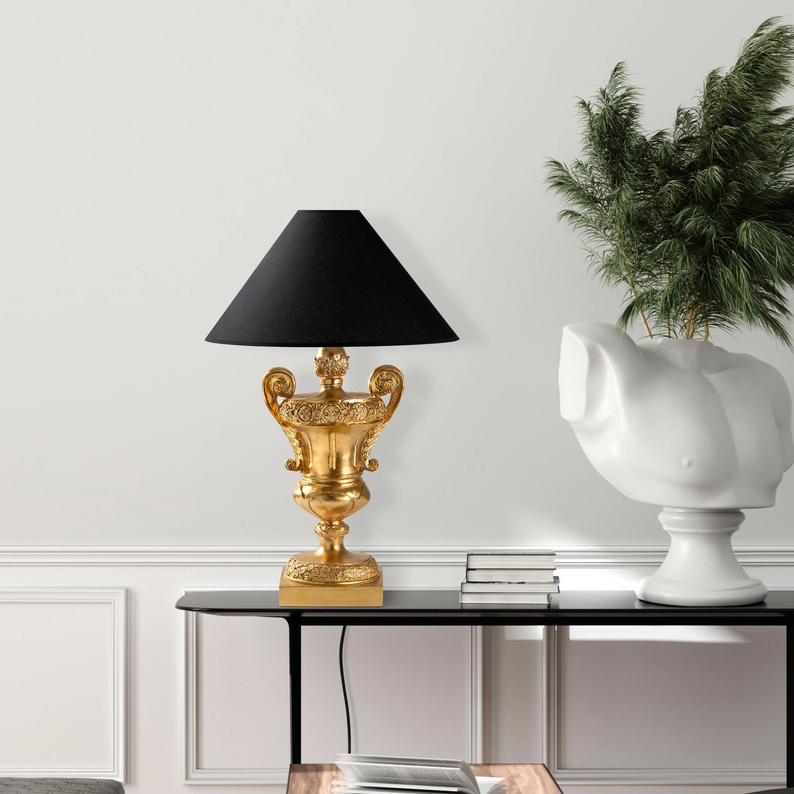 Llambë tavoline Opviq, ELEGANZE-5331, ngjyrë ari dhe e zezë
