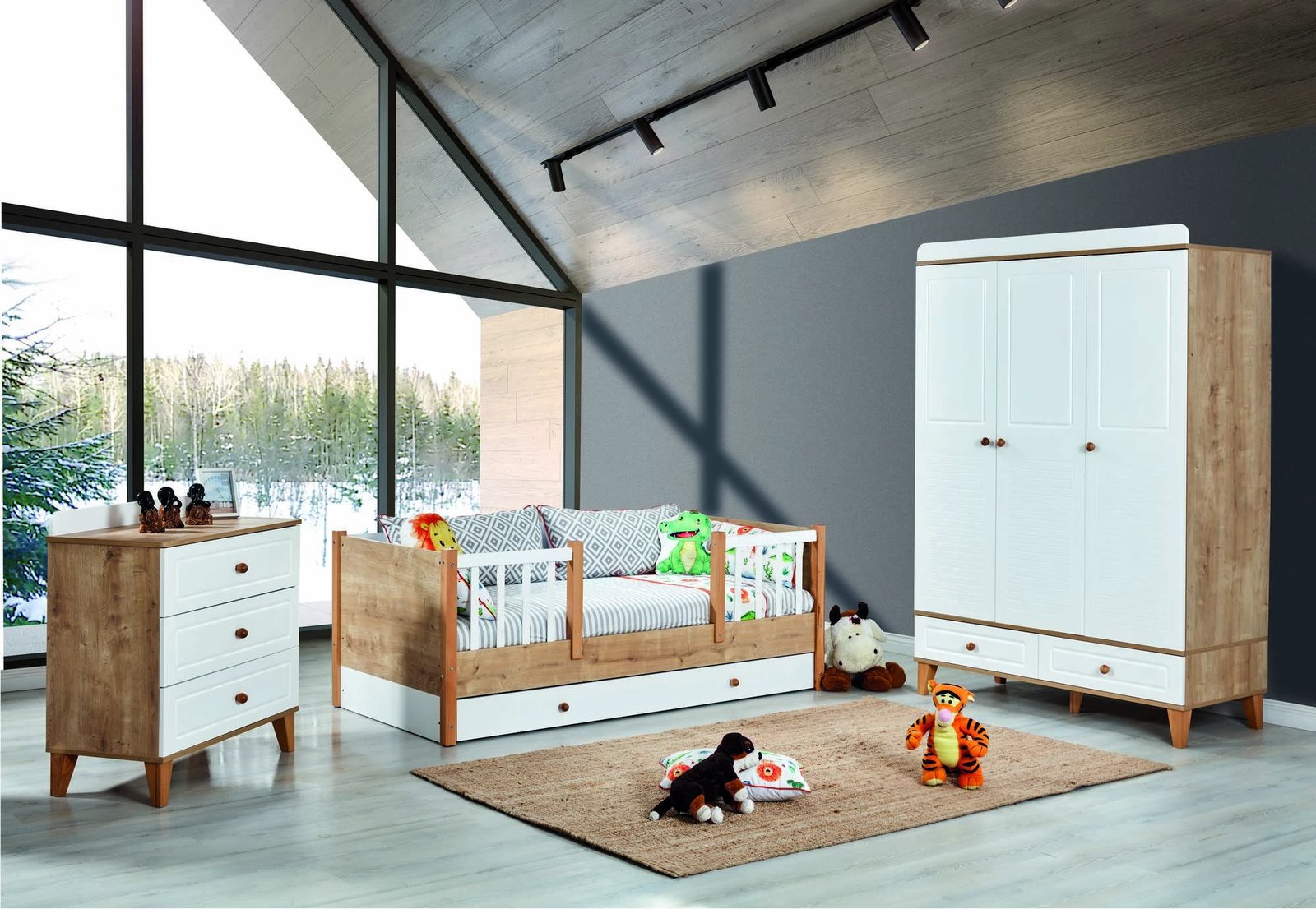 Komodë Skye Decor, ngjyrë lisi safir, Tiffany