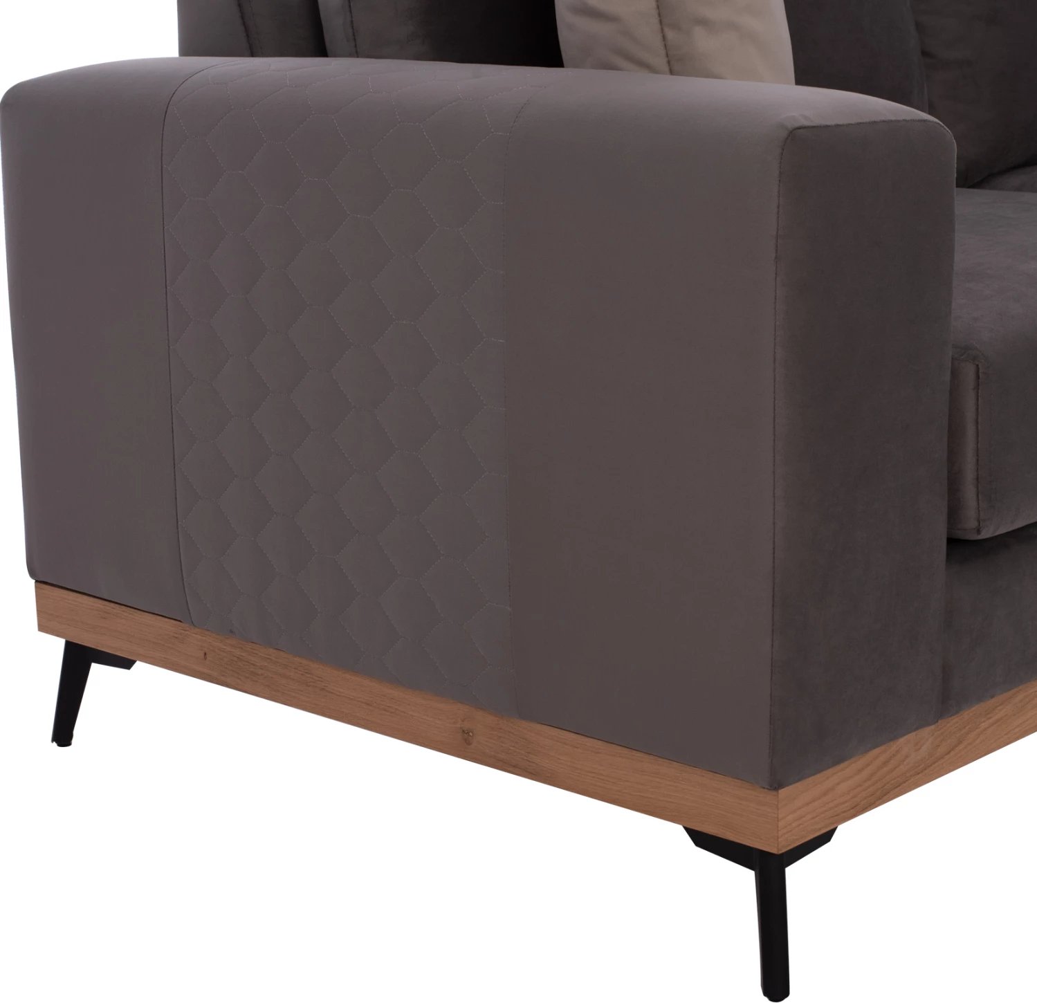 MESINA corner sofa, gray, high leg, 2pcs, right corner, stain-resistant and water-repellent fabric