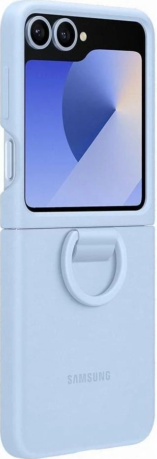 Mbështjellës Samsung Galaxy Z Flip 6, silikon, me unazë, ngjyrë kaltër