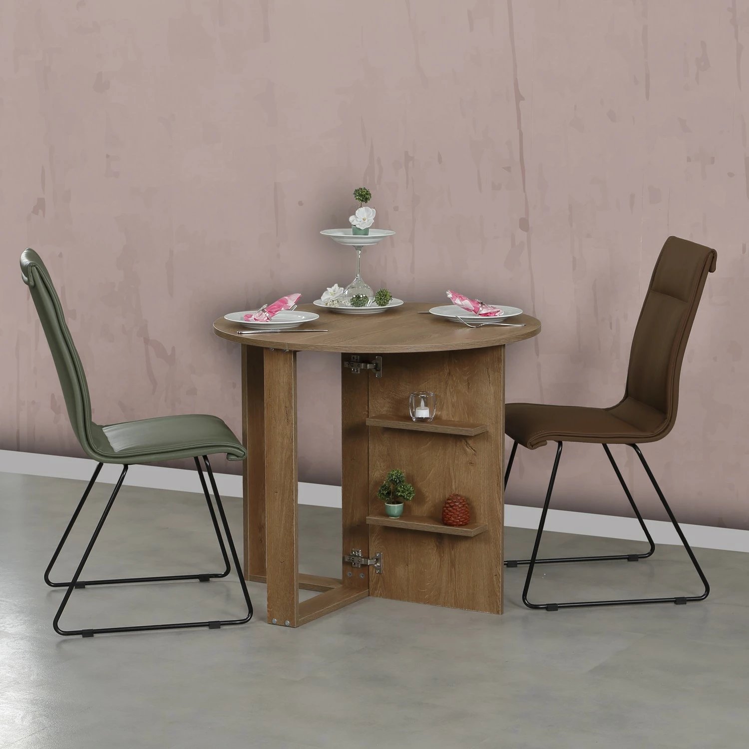 Tavolinë palosëse Hanah Home, ngjyrë lisi kaukazian, mesatare