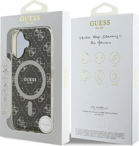 Mbështjellës Guess IML 4G Background MagSafe për iPhone 16 Plus, Kafe Mbështjellës Guess IML 4G Background MagSafe për iPhone 16 Plus, Kafe
