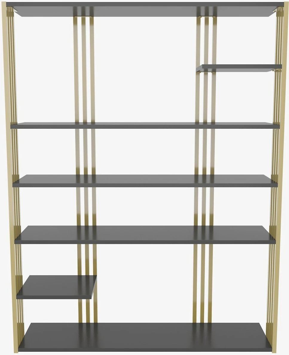 Raft librash Skye Decor, ngjyrë antracit dhe ari