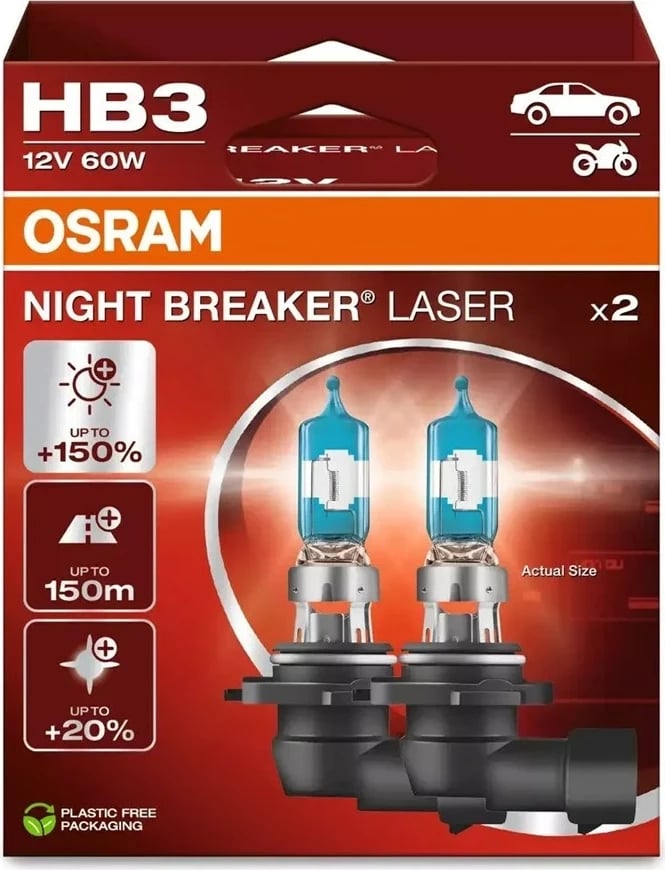 Llamba veture OSRAM Night Breaker Laser HB3, 12V 60W, set 2 copë, e bardhë