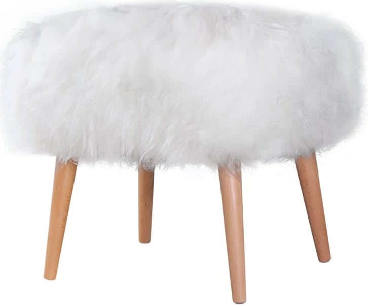 Puf skandinav, ngjyrë e bardhë, këmbë druri, Atelier del Sofa, Deer