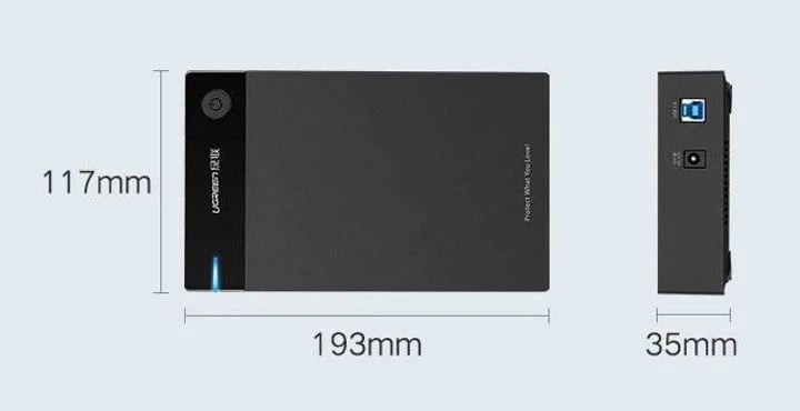 Kasë UGREEN 3.5'' për HDD/SSD, USB 3.0, e zezë