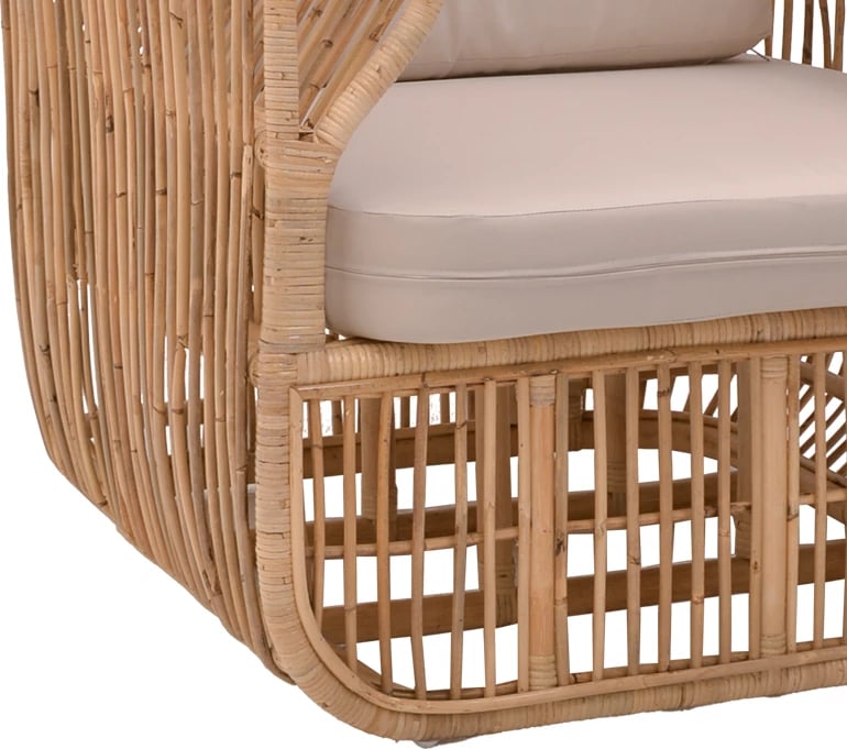 Fotelë Fajole ngjyrë natyrale rattan-jastëk bezhë 86x86x66cm