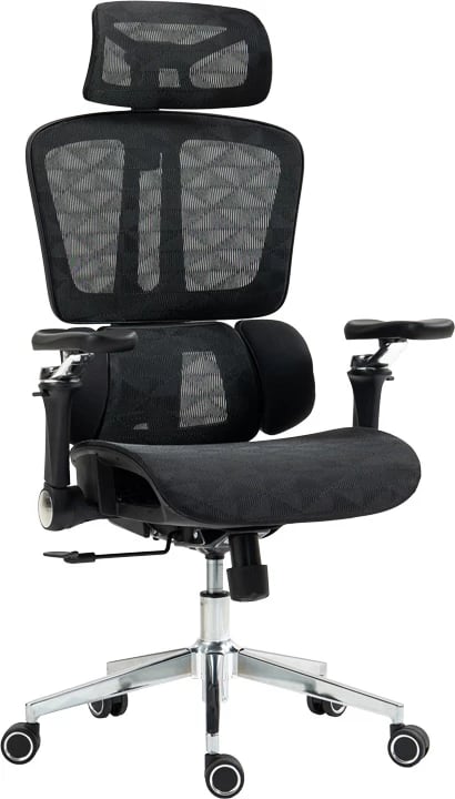 Karrige pune menaxheri Jeffer, rrjetë e zezë, 67x62x115-125cm