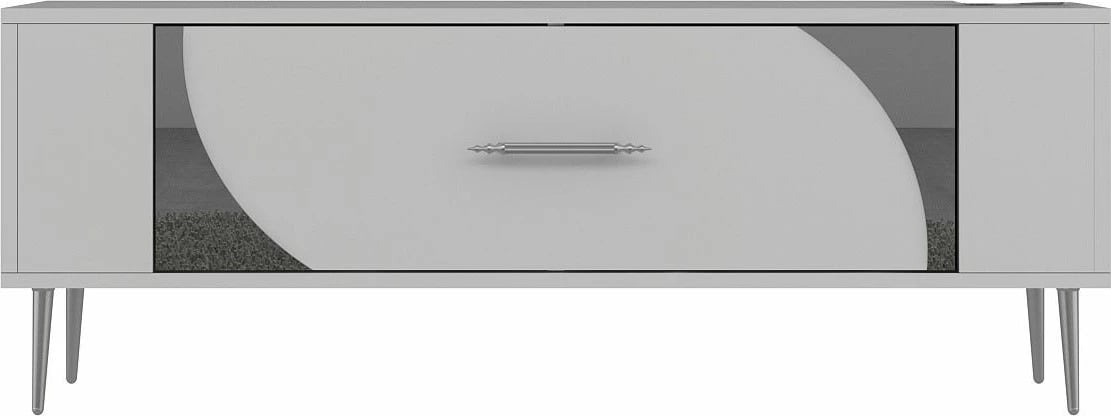 Komodë TV Skye Decor Retrop2, e bardhë, argjend