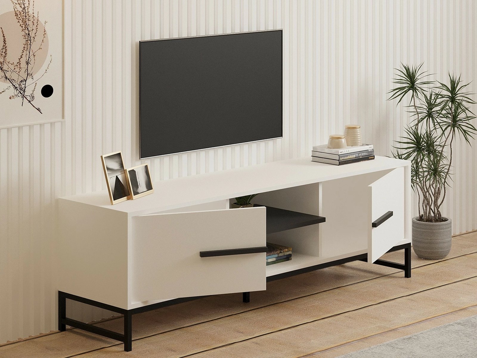 Komodë TV Hanah Home, Mono, e bardhë