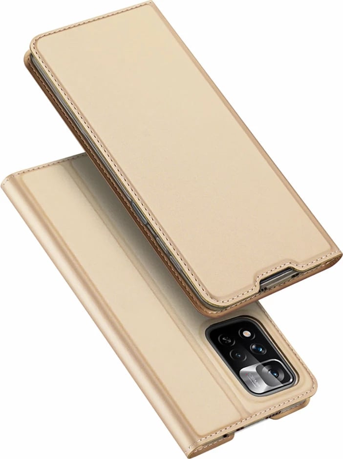 Mbështjellës Dux Ducis Skin Pro për Poco M4 Pro 5G, me kapak, xhep kartelash dhe mbajtëse, Gold