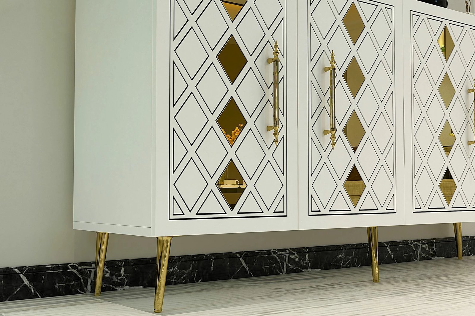 Konsol Skye Decor, e bardhë, e artë, Dome KB150