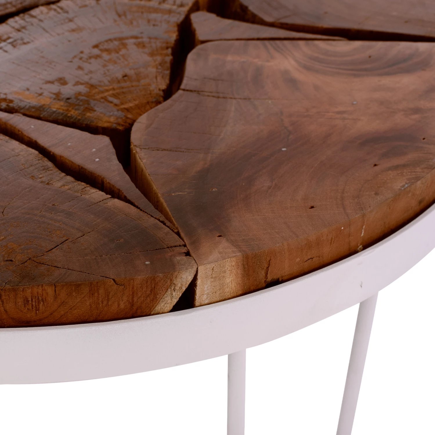 Tavolinë e shkurtë rrethore prej akacie, kornizë e bardhë, FH8366.12