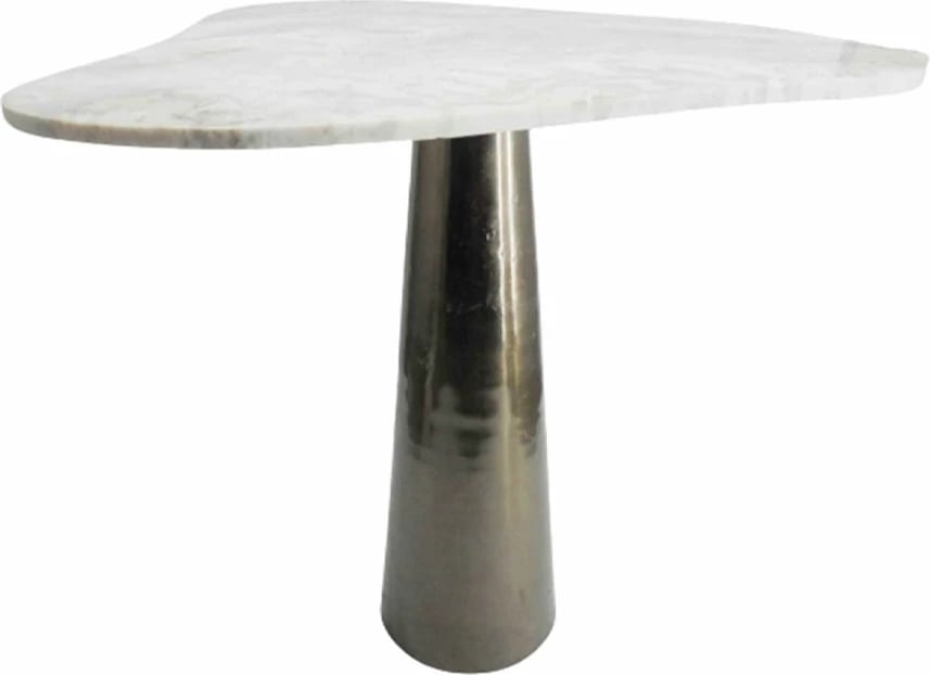 Tavolinë anësore Curve, nikel i zi, gur i bardhë, 63.5x52x63.5