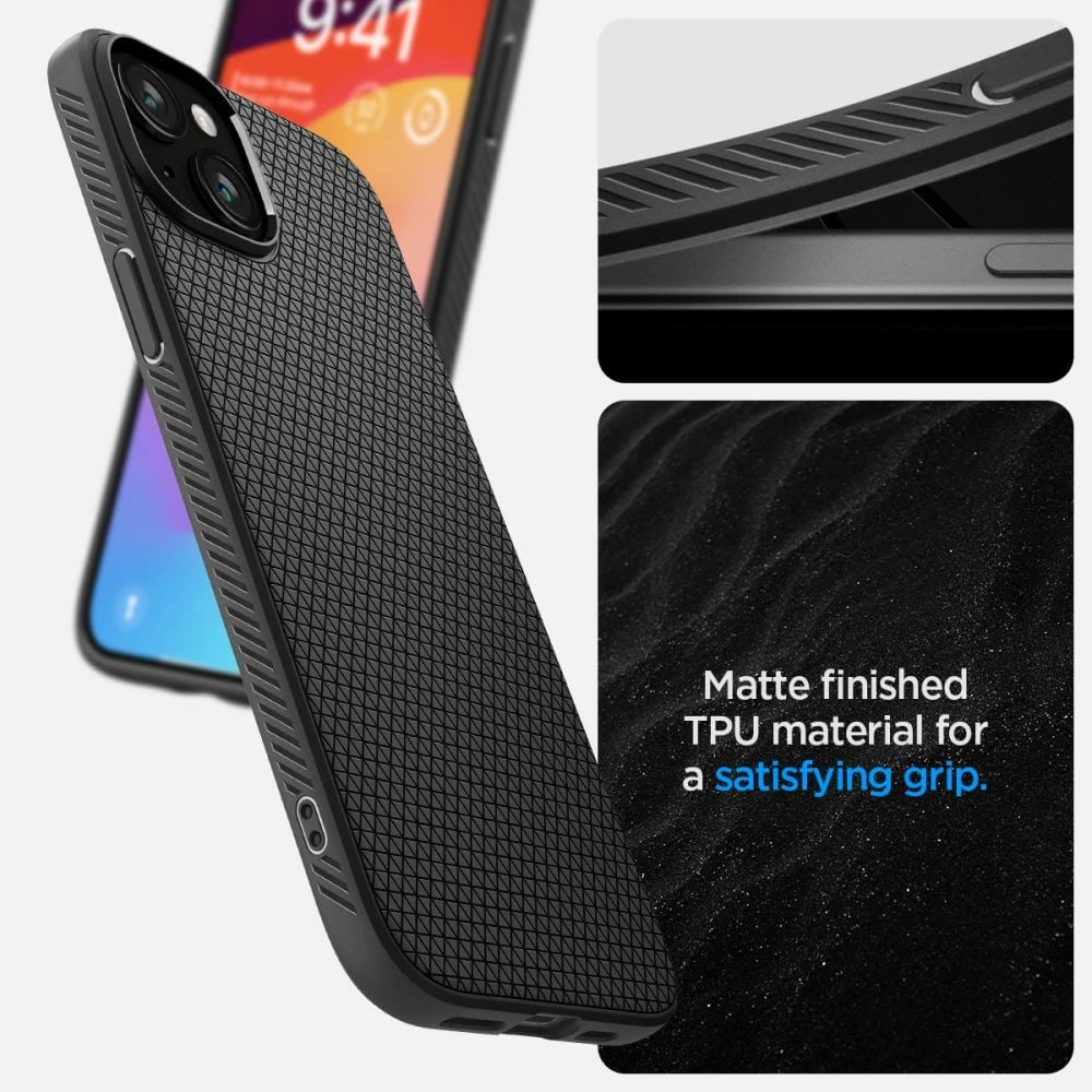 Mbështjellës Spigen Liquid Air për iPhone 15 Plus, Matte Black