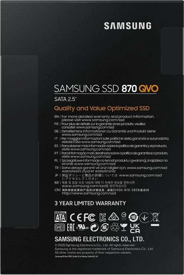 SSD Samsung MZ-77Q2T0BW, 2.5 inç, 2TB, Gri