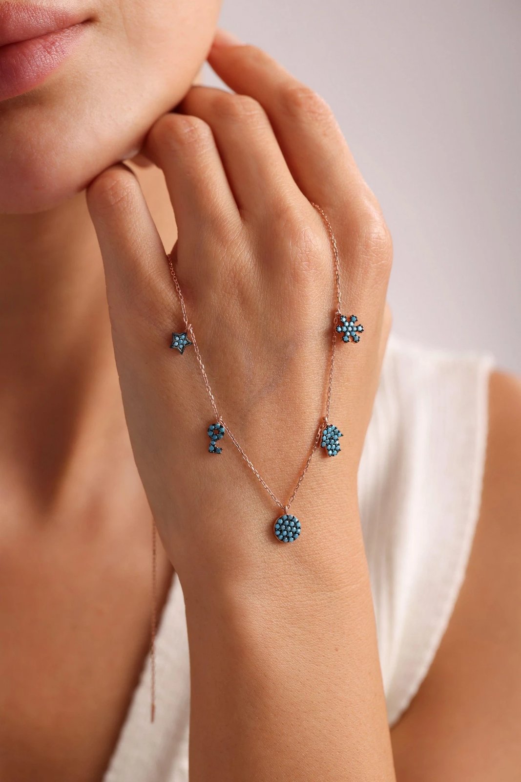 Qafore argjendi Jumeon, ngjyrë rozë e kaltër, NRZ999824