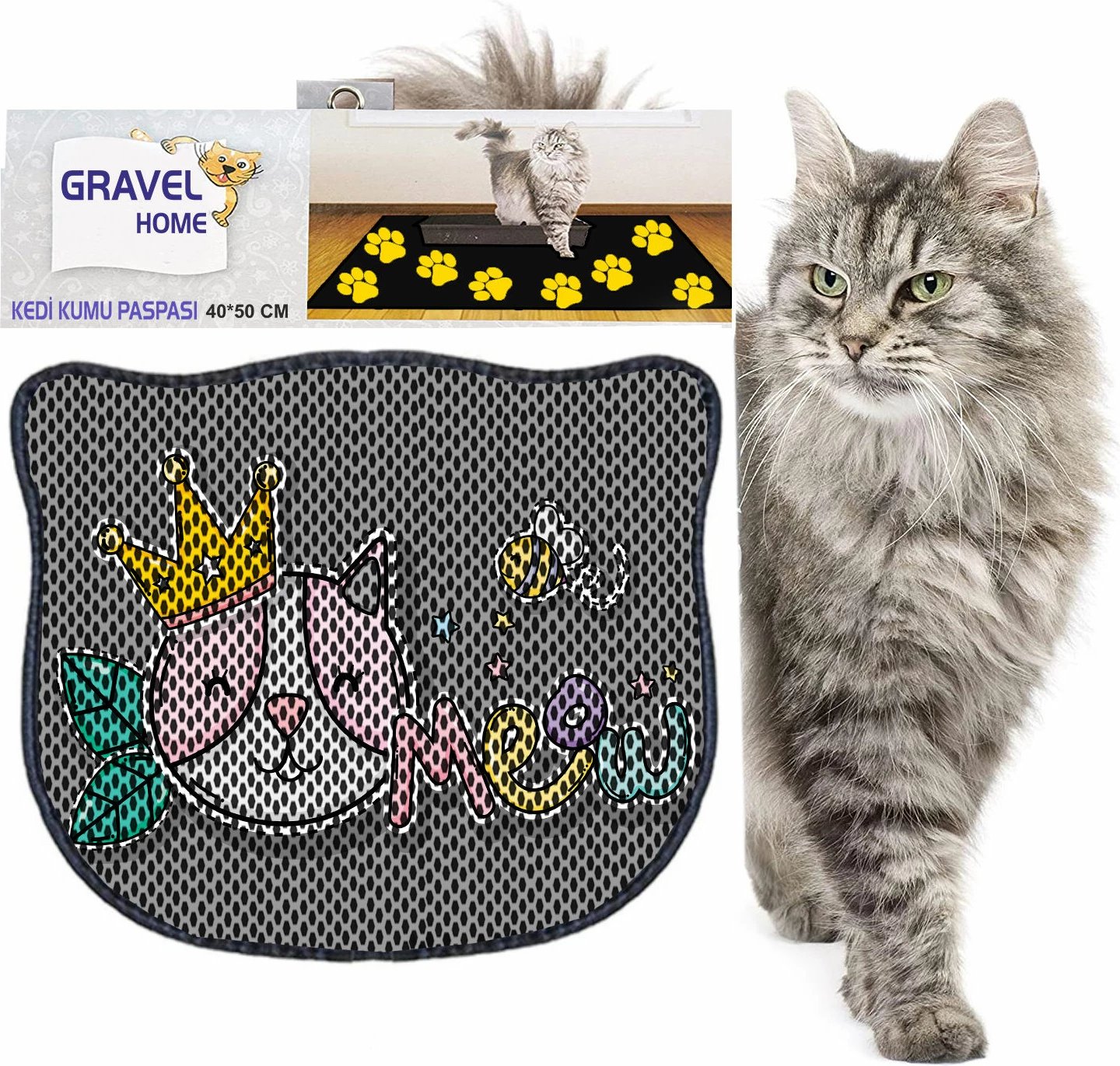 Tapet për rërë mace, shumëngjyrësh, Paws & Whiskers, Kdkafa0179, 40x50cm