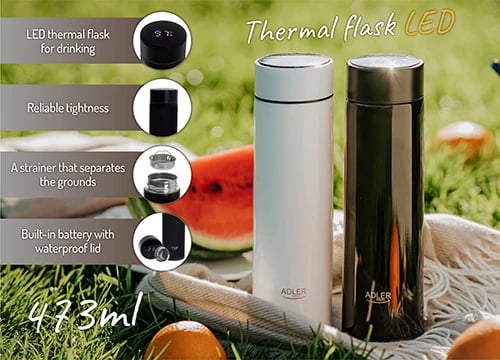 Termos, Adler AD 4506, ekran LED, 473 ml, e zezë