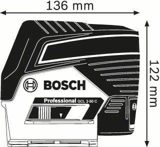 Nivelues lazer Bosch GCL 2-50 C me RM2 dhe BT150, 12V, zi/blu
