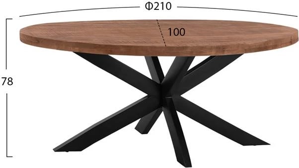 Tavolinë ngrënieje ovale FH8483 dru mango i fortë 210Χ100Χ78