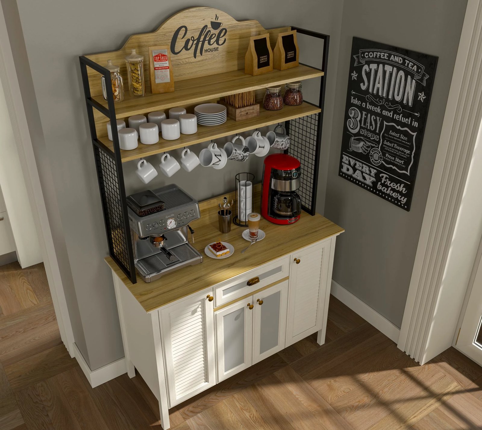 Dollap për kafe, krem, lis, e zi, Skye Decor, FRN-21027