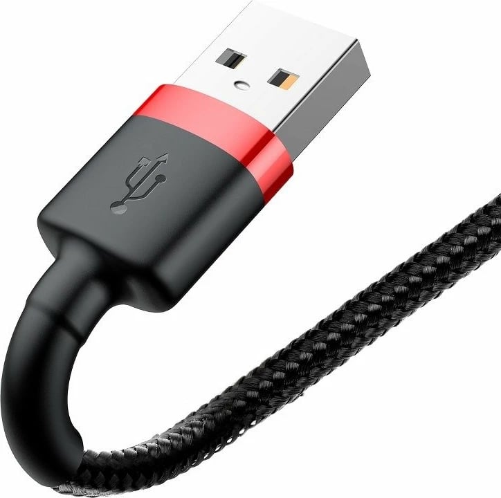 Kabllo USB në Lightning Baseus Cafule CALKLF-B19, 1m, 2.4A, Kuqe+Zezë