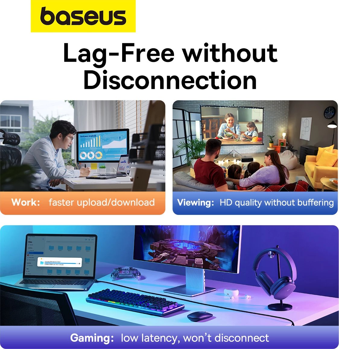 Kabllo rrjeti Baseus High Speed Cat 5, RJ-45, 8m, e zezë