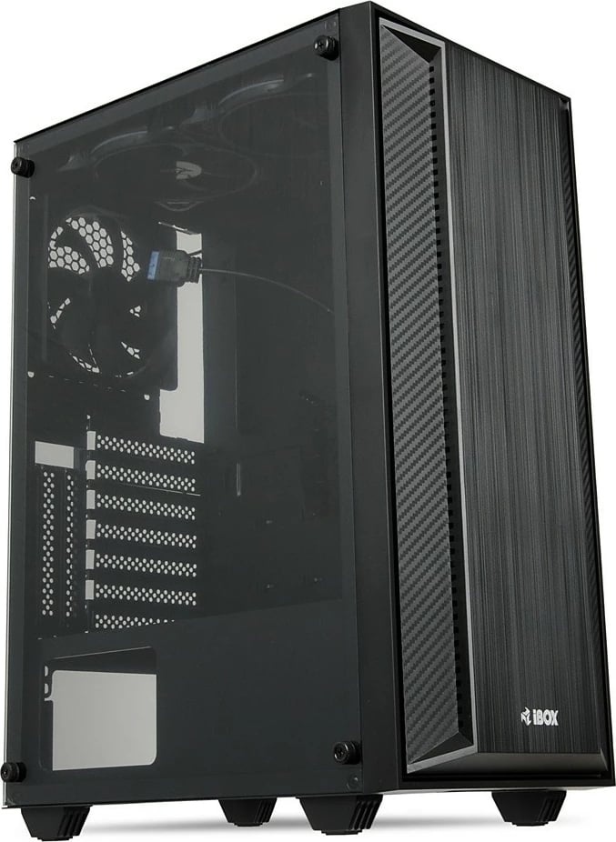 Kasë iBOX Cetus OCT 906, Midi Tower, ATX/Mini-ATX, 4 ventilatorë LED, xham i temperuar, e zezë