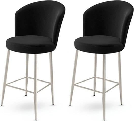 Set karrigesh për bar (2 copë), Hanah Home, Fora, e zezë, krom