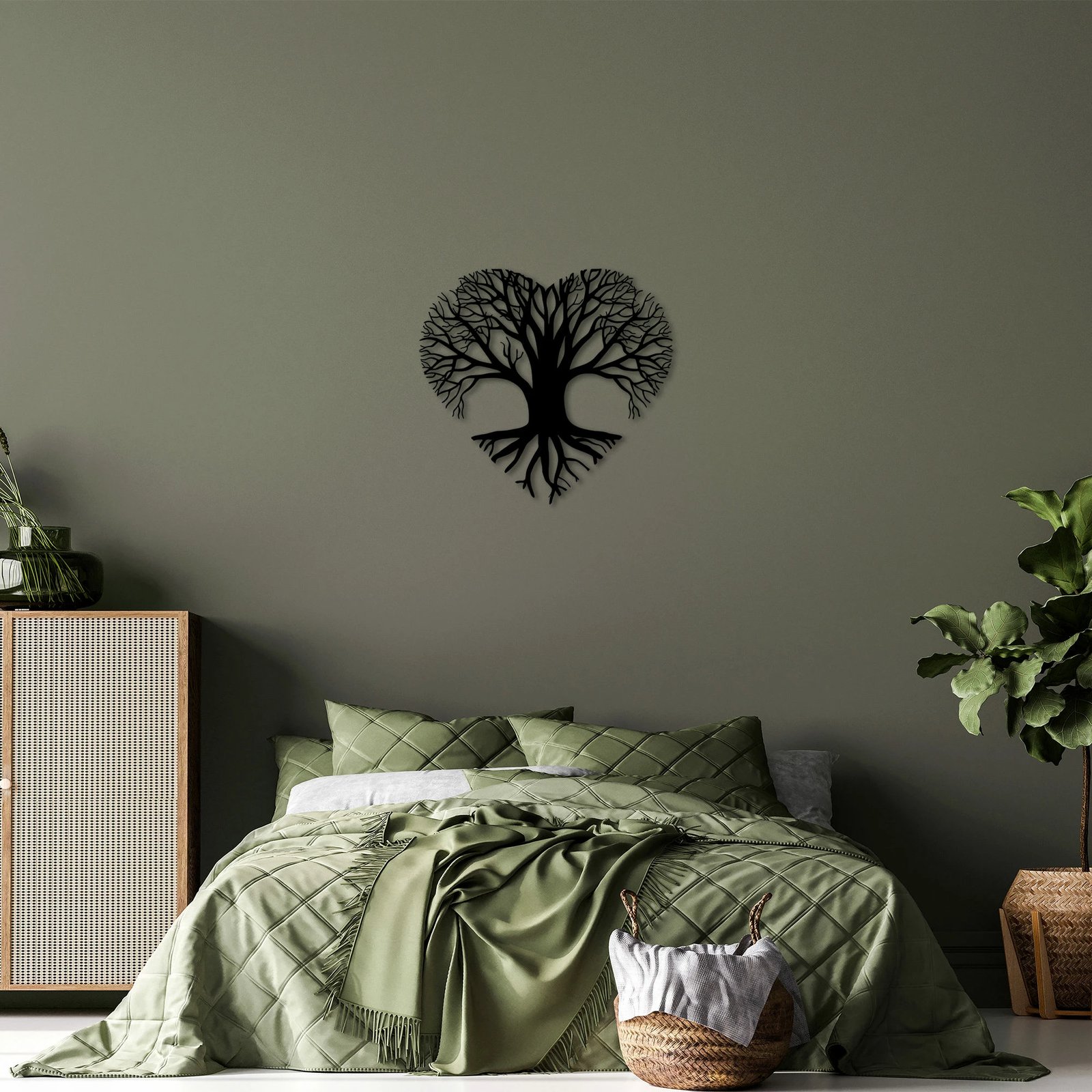 Aksesor dekorativ metalik për mur, Love Tree, Wallity, 50x54cm