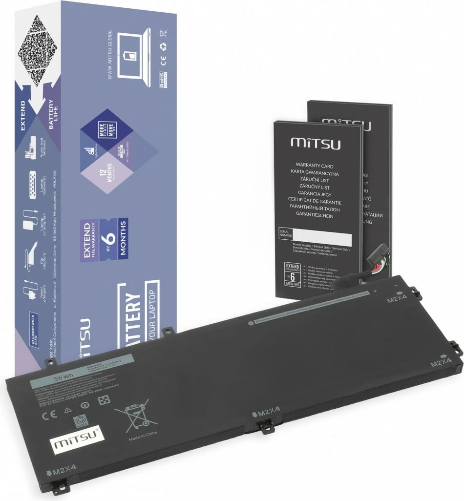 Bateri laptop Mitsu për Dell XPS 15 9550, 4910 mAh, 11.4V, Li-ion, RRCGW