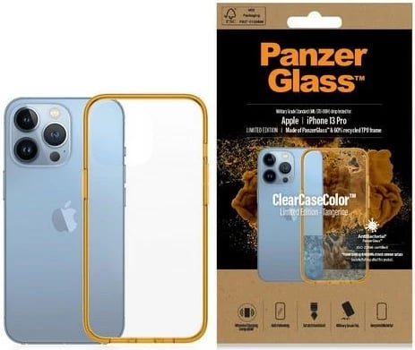 Mbështjellës PanzerGlass ClearCase, për iPhone 13 Pro, Transparent/Verdhë