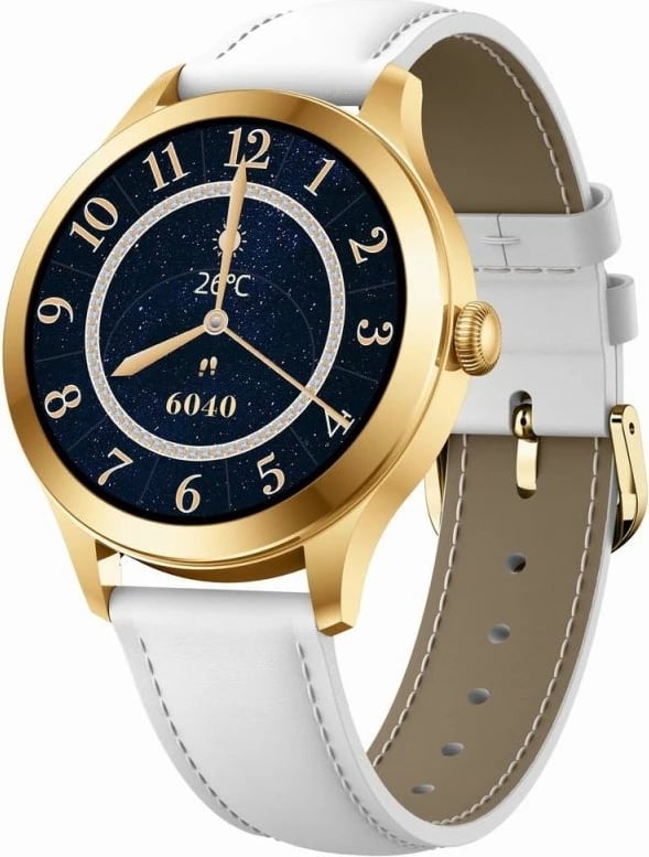 Smartwatch Gravity për femra, e bardhë e arit