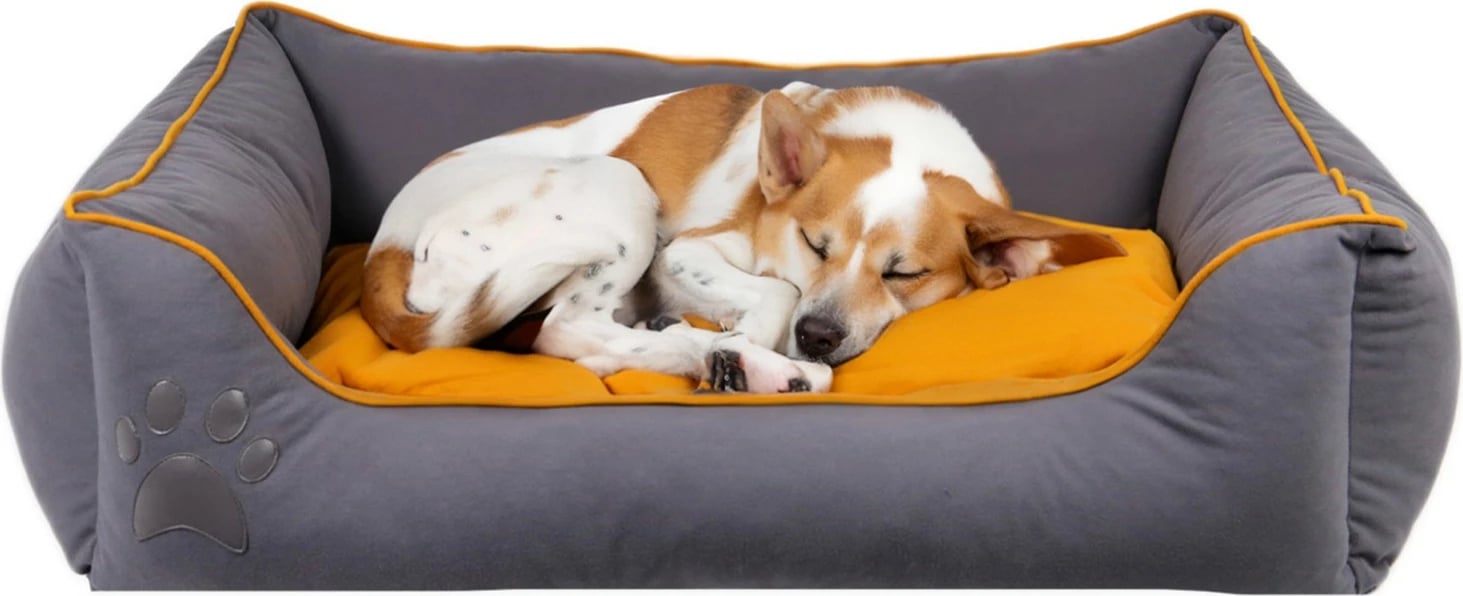 Shtrat për qen e mace Lucy, Paws & Whiskers, i vogël, gri/mustard