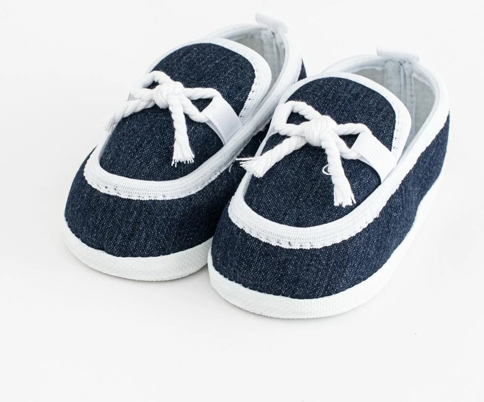 Papuqe bebe mocasina, New Baby, 0–3 muaj, shollë PVC pa BPA, poliestër, blu e errët