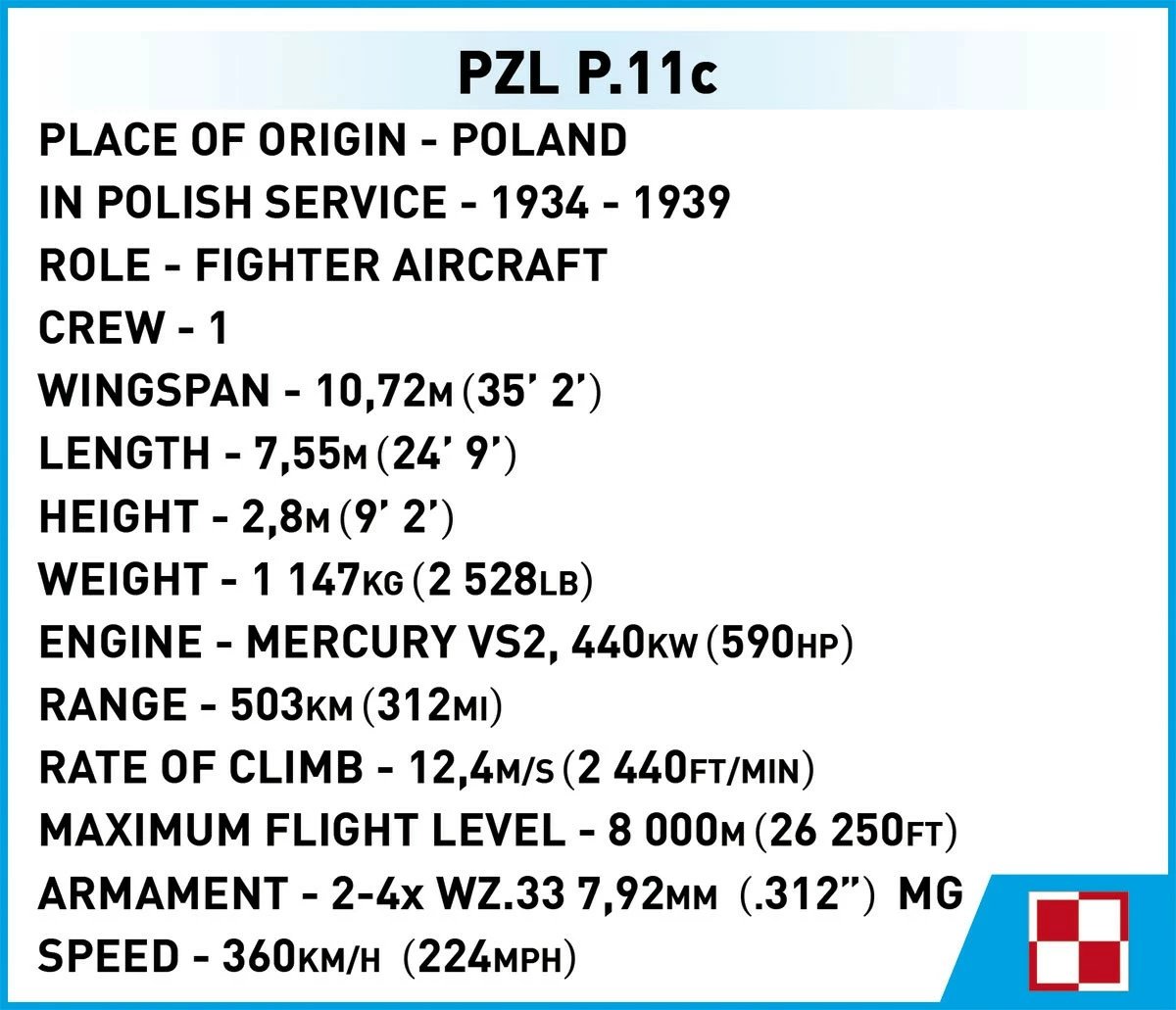 Set blloqesh Cobi PZL P.11c, Historical Collection, 320 pjesë, me figurë, Kafe