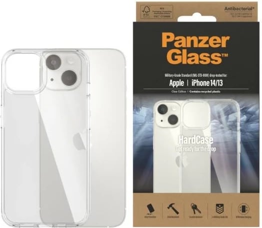 Mbështjellës PanzerGlass HardCase për iPhone 14/15/13, transparent