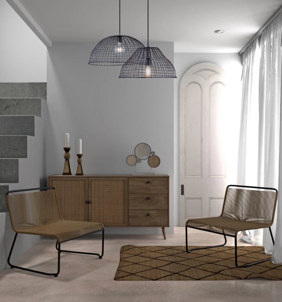 Dekor Ginko 3 Totem, polirezina, ngjyrë natyrale/bezhë/metal e bardhë, 44x11x41cm