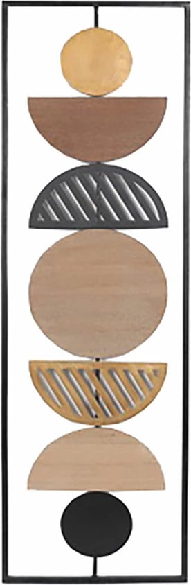 Dekor muror Wabi Sabi, metal, natyrale-gri-e zezë, 30x2x100cm