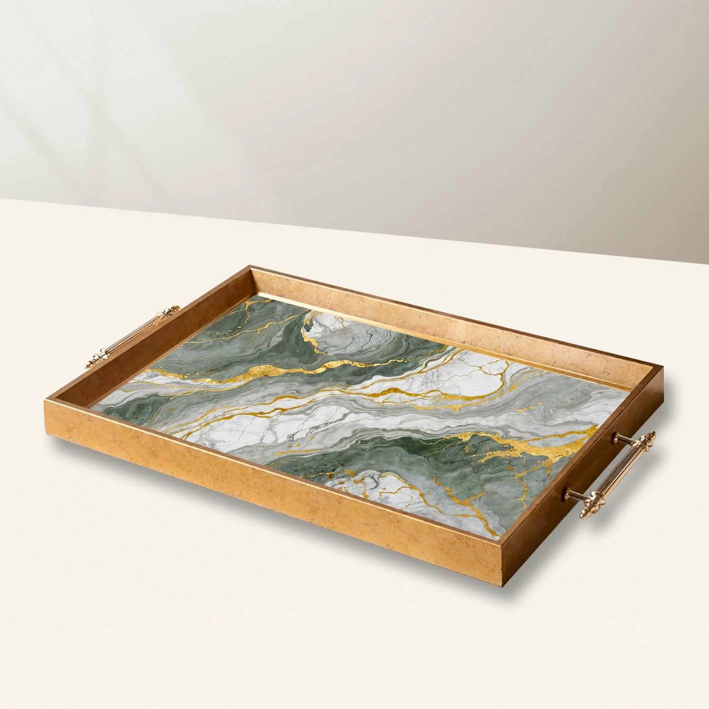 Tabaka dekorative prej qelqi, dizajn Aberto, TPEA10015, shumëngjyrëshe, 50x29x3.5cm