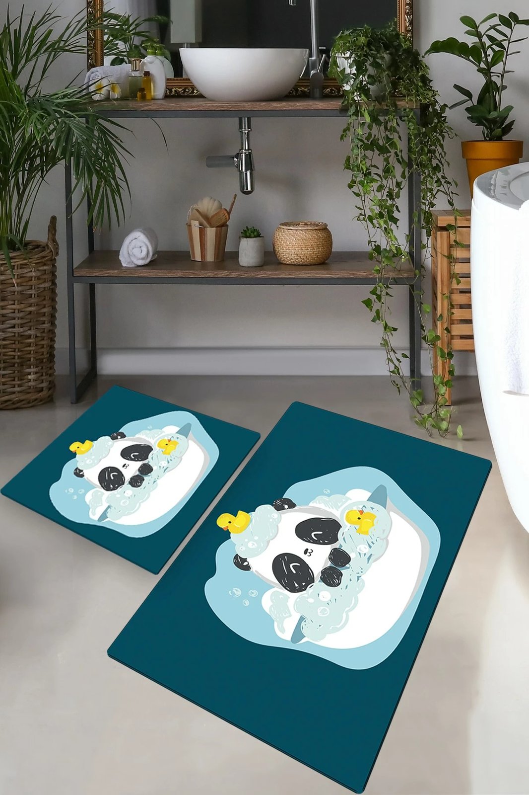 Set tapetash për banjo (2 copë), Mijölnir, Panda në ujë