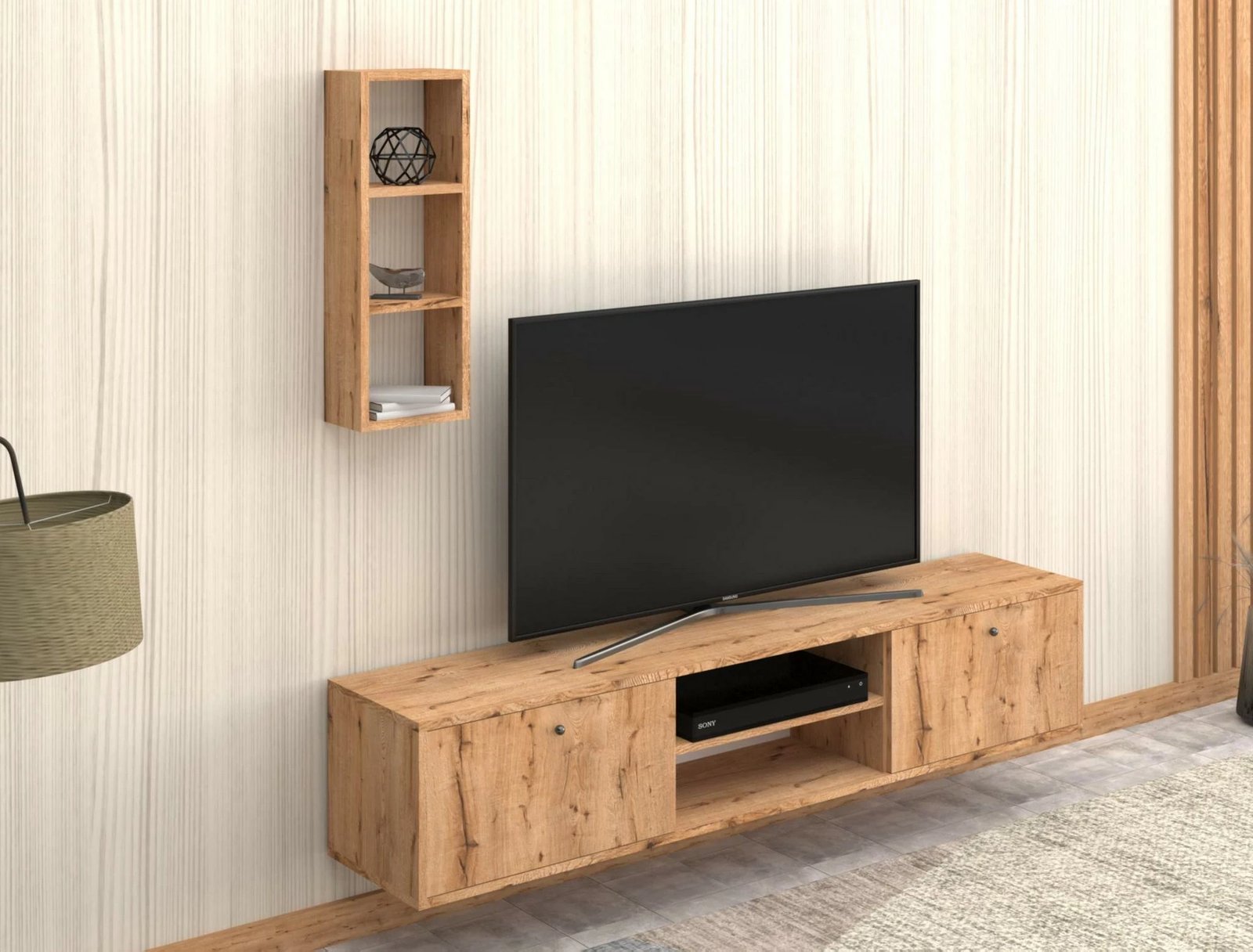 Komodë TV Hanah Home, Aurora, ngjyrë lisi Sapphire Oak